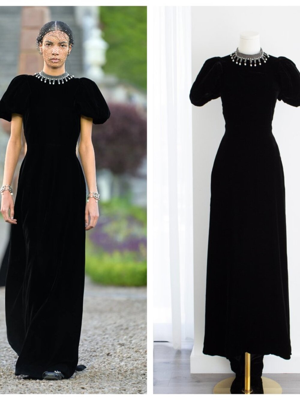 Christian Dior Cruise 2025 Scotland Embellished-Collar Velvet Gown